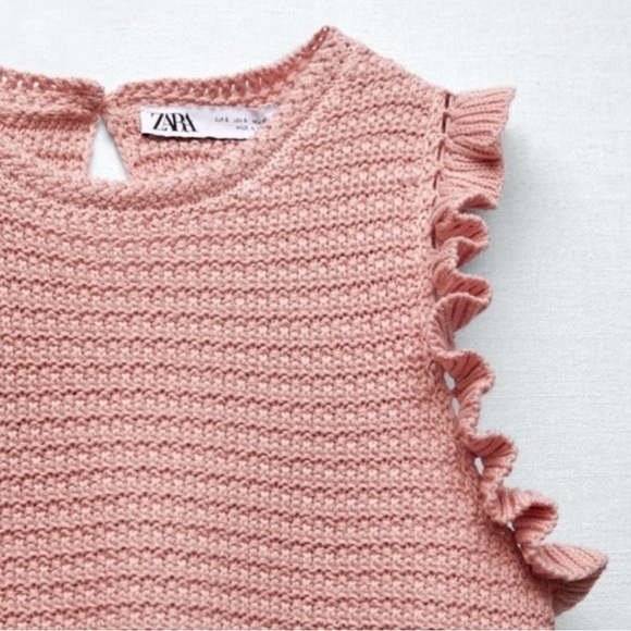 Zara Pink Ruffled Knit Top - Picture 5 of 5